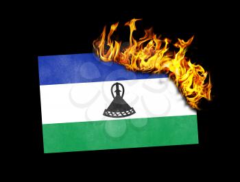 Flag burning - concept of war or crisis - Lesotho