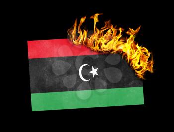 Flag burning - concept of war or crisis - Libya