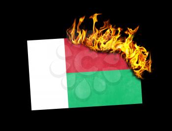Flag burning - concept of war or crisis - Madagascar