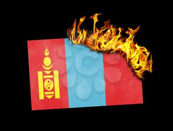 Flag burning - concept of war or crisis - Mongolia