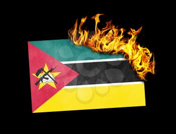 Flag burning - concept of war or crisis - Mozambique