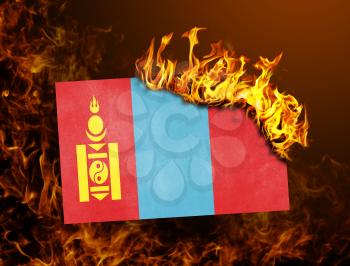 Flag burning - concept of war or crisis - Mongolia