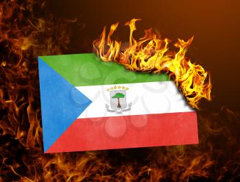 Flag burning - concept of war or crisis - Equatorial Guinea