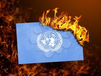 Flag burning - concept of war or crisis - United Nations