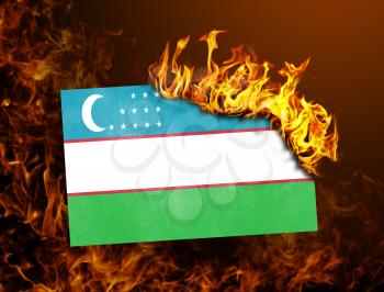 Flag burning - concept of war or crisis - Uzbekistan