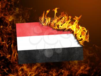 Flag burning - concept of war or crisis - Yemen