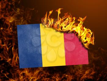 Flag burning - concept of war or crisis - Romania