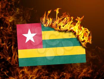 Flag burning - concept of war or crisis - Togo