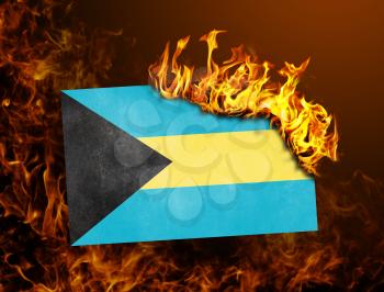 Flag burning - concept of war or crisis - Bahamas