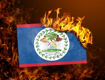 Flag burning - concept of war or crisis - Belize