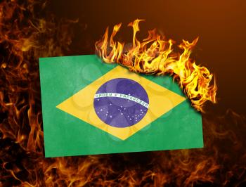 Flag burning - concept of war or crisis - Brazil