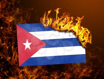 Flag burning - concept of war or crisis - Cuba