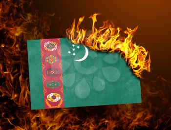 Flag burning - concept of war or crisis - Turkmenistan