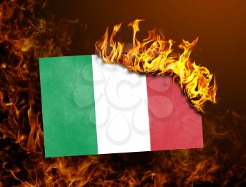 Flag burning - concept of war or crisis - Italy