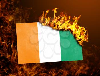 Flag burning - concept of war or crisis - Ivory Coast