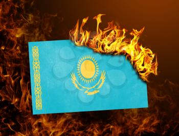 Flag burning - concept of war or crisis - Kazakhstan