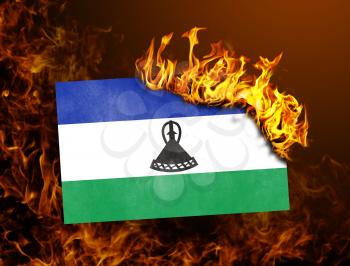 Flag burning - concept of war or crisis - Lesotho