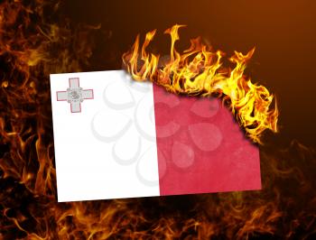 Flag burning - concept of war or crisis - Malta