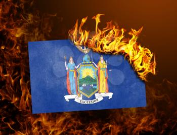 Flag burning - concept of war or crisis - New York
