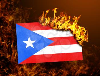 Flag burning - concept of war or crisis - Puerto Rico