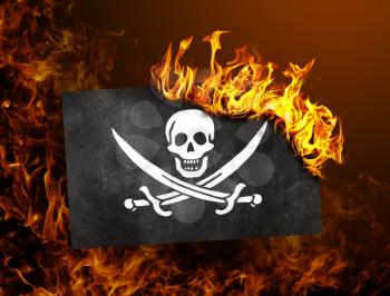 Flag burning - concept of war or crisis - Pirate