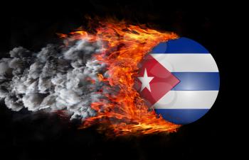 Concept of speed - Flag with a trail of fire and smoke - Cuba