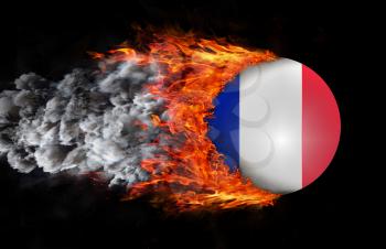 Concept of speed - Flag with a trail of fire and smoke - France