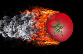 Concept of speed - Flag with a trail of fire and smoke - Morocco