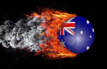 Concept of speed - Flag with a trail of fire and smoke - Australia