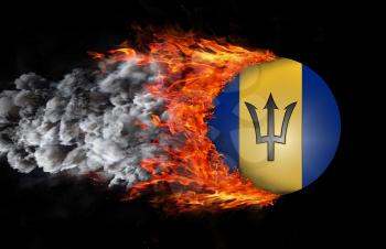 Concept of speed - Flag with a trail of fire and smoke - Barbados