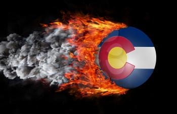 Concept of speed - Flag with a trail of fire and smoke - Colorado