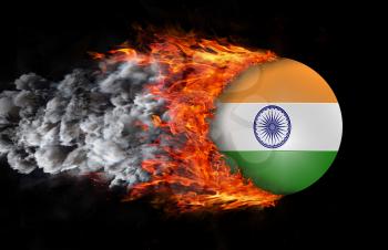 Concept of speed - Flag with a trail of fire and smoke - India