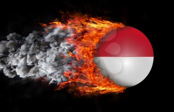 Concept of speed - Flag with a trail of fire and smoke - Indonesia