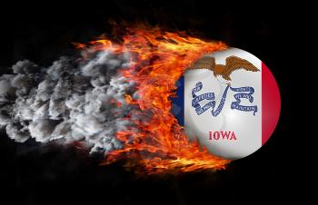 Concept of speed - Flag with a trail of fire and smoke - Iowa