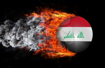 Concept of speed - Flag with a trail of fire and smoke - Iraq