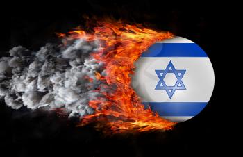 Concept of speed - Flag with a trail of fire and smoke - Israel