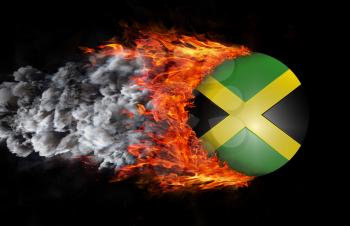 Concept of speed - Flag with a trail of fire and smoke - Jamaica