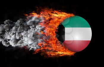 Concept of speed - Flag with a trail of fire and smoke - Kuwait