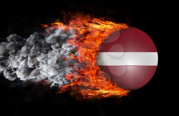 Concept of speed - Flag with a trail of fire and smoke - Latvia