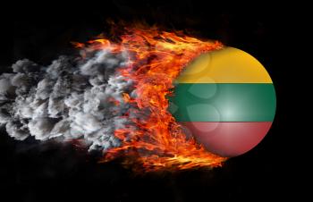Concept of speed - Flag with a trail of fire and smoke - Lithuania