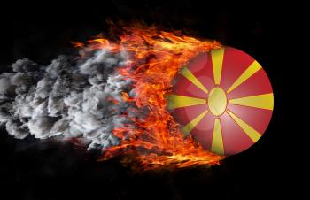 Concept of speed - Flag with a trail of fire and smoke - Macedonia
