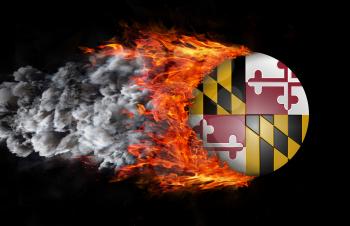 Concept of speed - Flag with a trail of fire and smoke - Maryland
