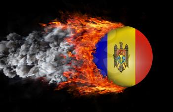 Concept of speed - Flag with a trail of fire and smoke - Moldova