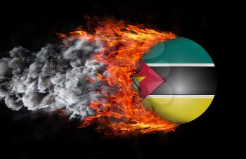 Concept of speed - Flag with a trail of fire and smoke - Mozambique