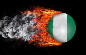 Concept of speed - Flag with a trail of fire and smoke - Nigeria