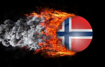 Concept of speed - Flag with a trail of fire and smoke - Norway
