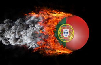 Concept of speed - Flag with a trail of fire and smoke - Portugal
