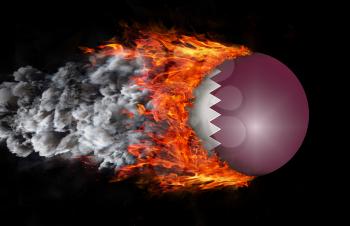 Concept of speed - Flag with a trail of fire and smoke - Qatar