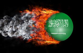 Concept of speed - Flag with a trail of fire and smoke - Saudi Arabia