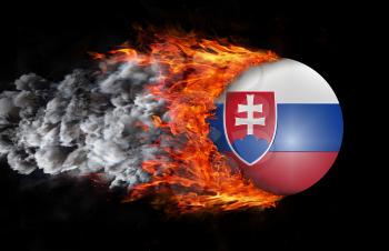 Concept of speed - Flag with a trail of fire and smoke - Slovakia